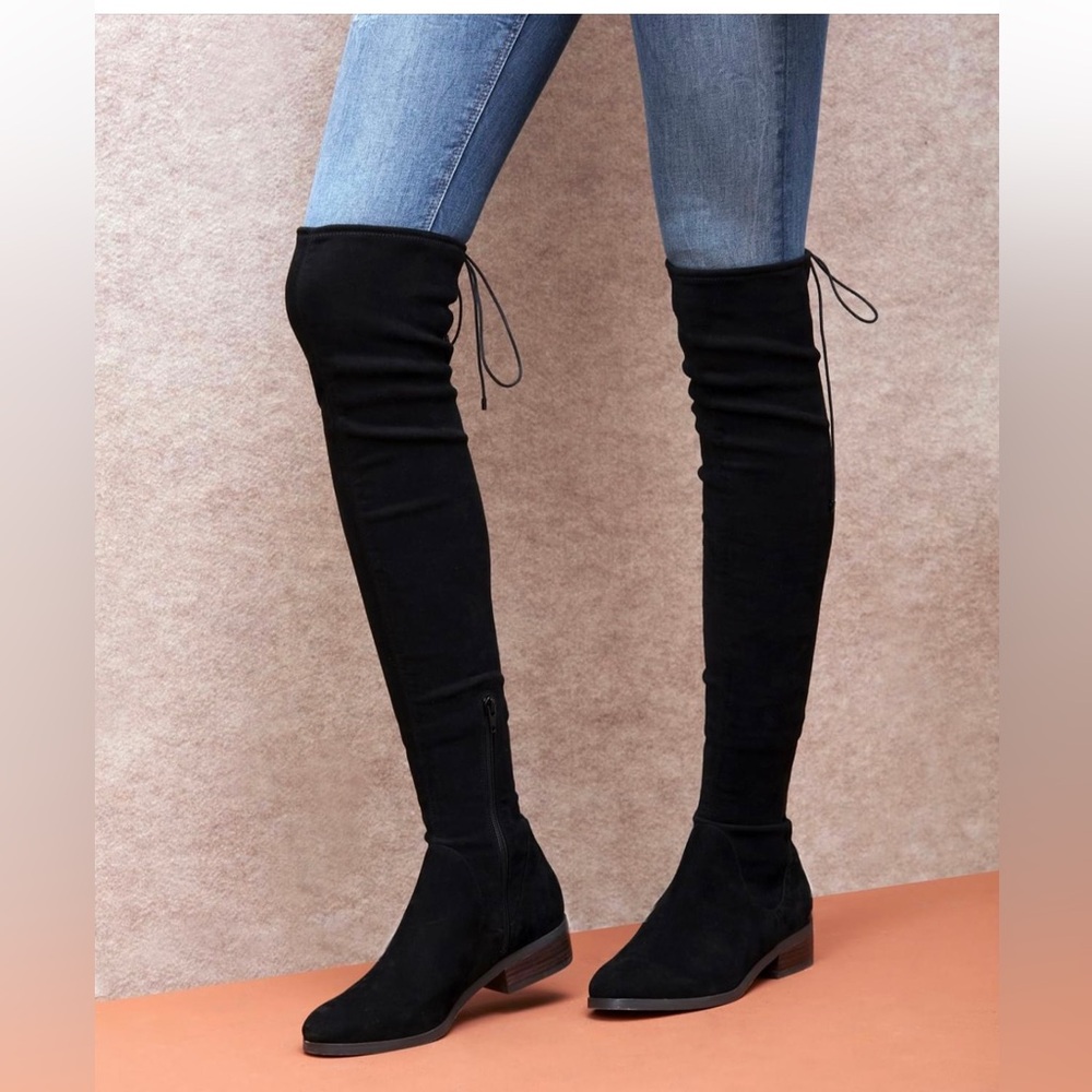 Sole Society Suede Black Over-the-Knee Boots